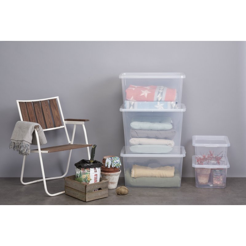 plast team boîte de rangement Basisdoos, transparent, 1,7 litre, empilable